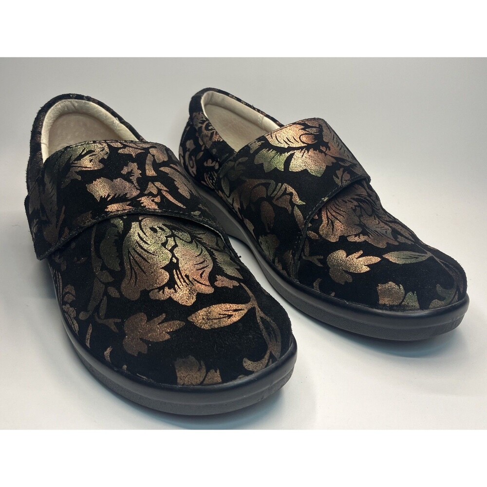 Womens Alegria Lauryn Clogs Shoes Black / Metallic Floral Pattern Sz 37 (US 7)